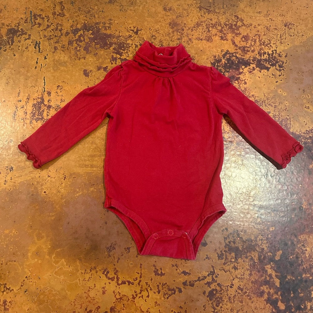 Red Turtleneck Kids Onesie with Ruffles